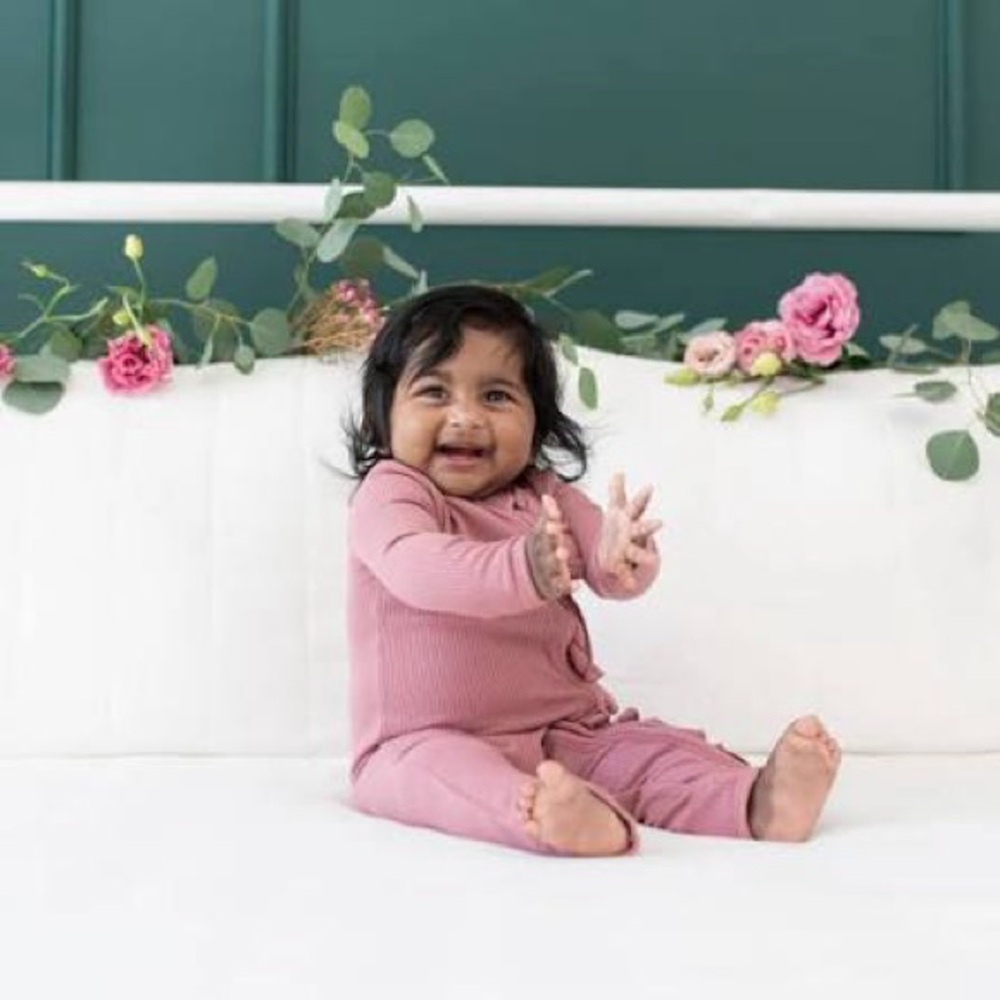 Kyte BABY Ribbed Ruffle Zipper Romper